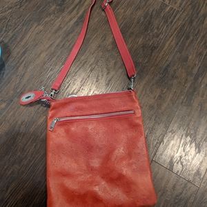 Red Butterfly Embossed Crossbody Bag